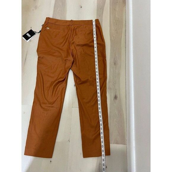 DKNY NWT Women Orange Flat Front Poly Rayon Trouser Pants Size 6 Small Fall Chic - Picture 10 of 12